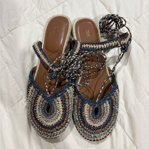 Zara Women's Navy and Beige Espadrilles